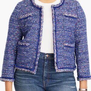 NWT J Crew Lady Jacket in Multicolor Cobalt Tweed With Braided Trim in Blue